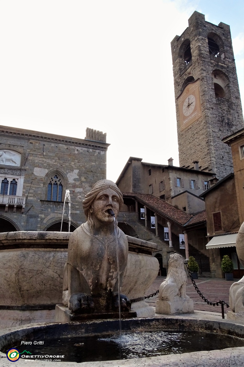 60 Piazza Vecchia, Fontna del Contarini,Palazzo della Ragione e Torre Civica (Campanone).JPG